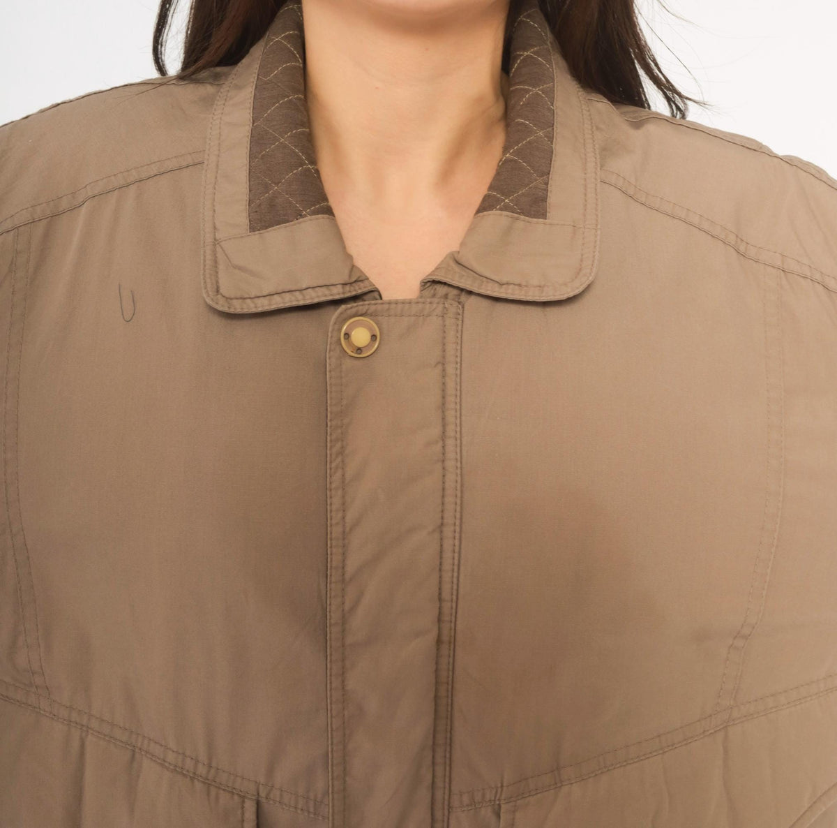 90s Members Only Bomber Jacket Grey Taupe Snap Collar Medium M