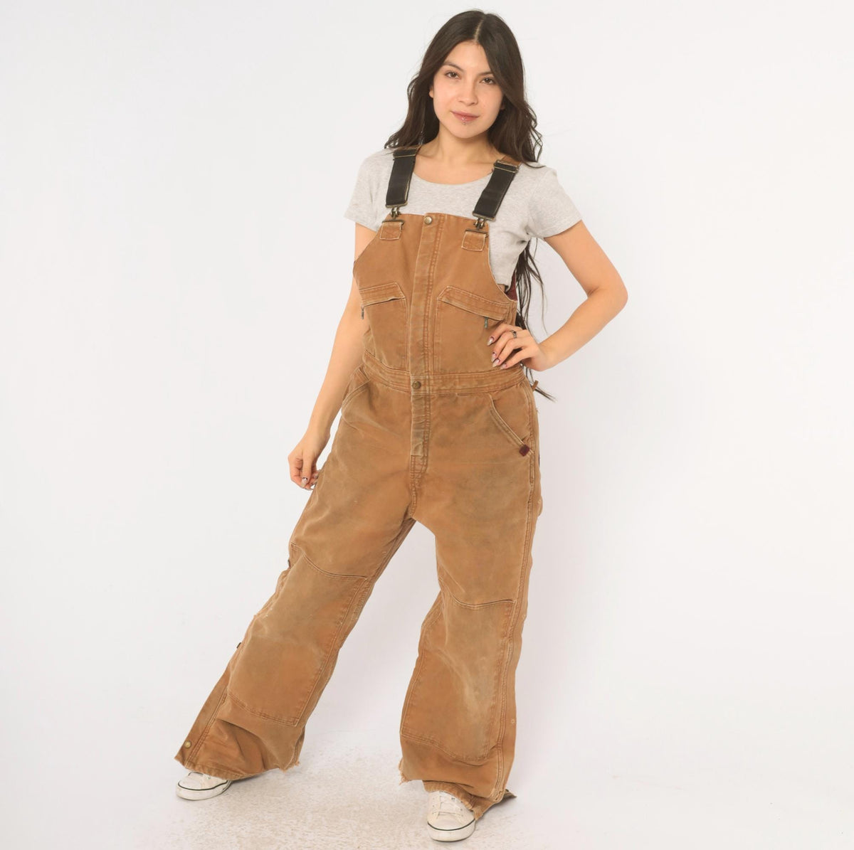 Y2K Real Ranch Tan Duck Canvas Bib Overalls Small S