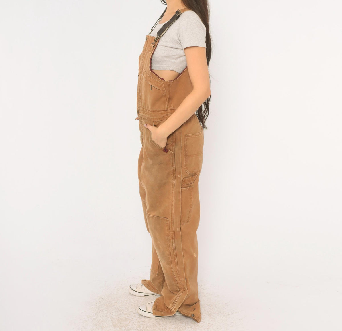 Y2K Real Ranch Tan Duck Canvas Bib Overalls Small S