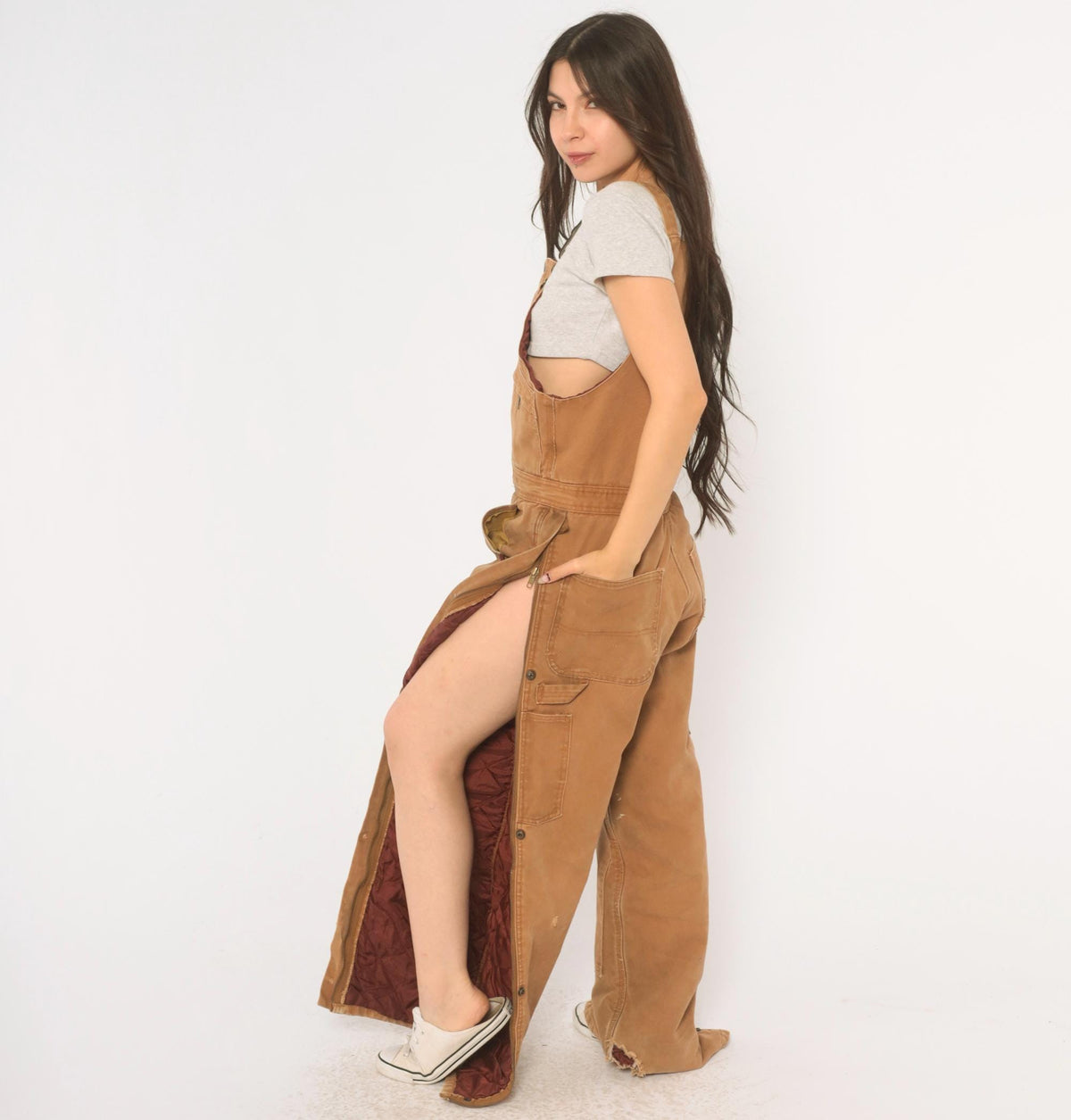 Y2K Real Ranch Tan Duck Canvas Bib Overalls Small S