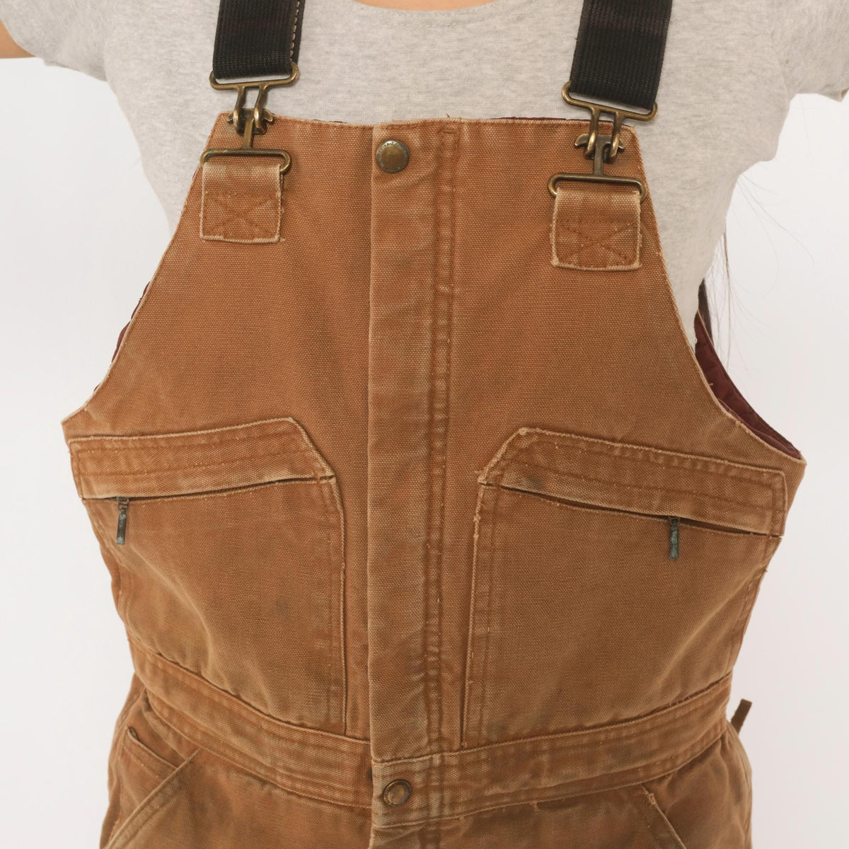 Y2K Real Ranch Tan Duck Canvas Bib Overalls Small S