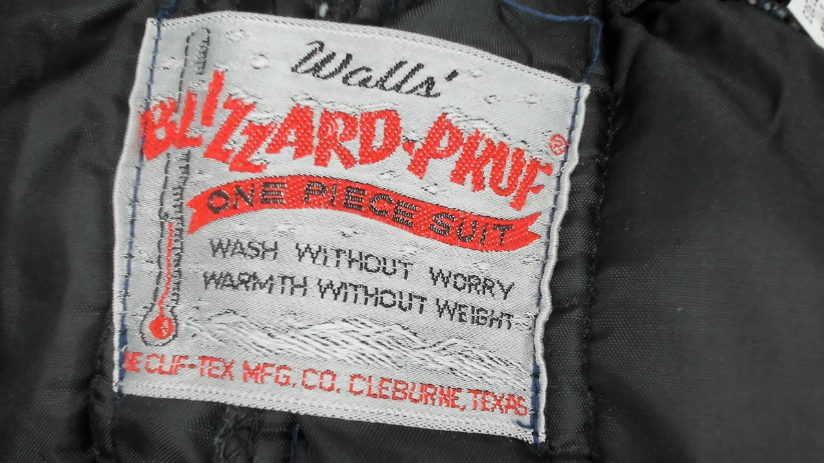 70s Walls Blizzard Pruf Navy Insulated Coveralls Hooded Quilted Ski Suit Medium