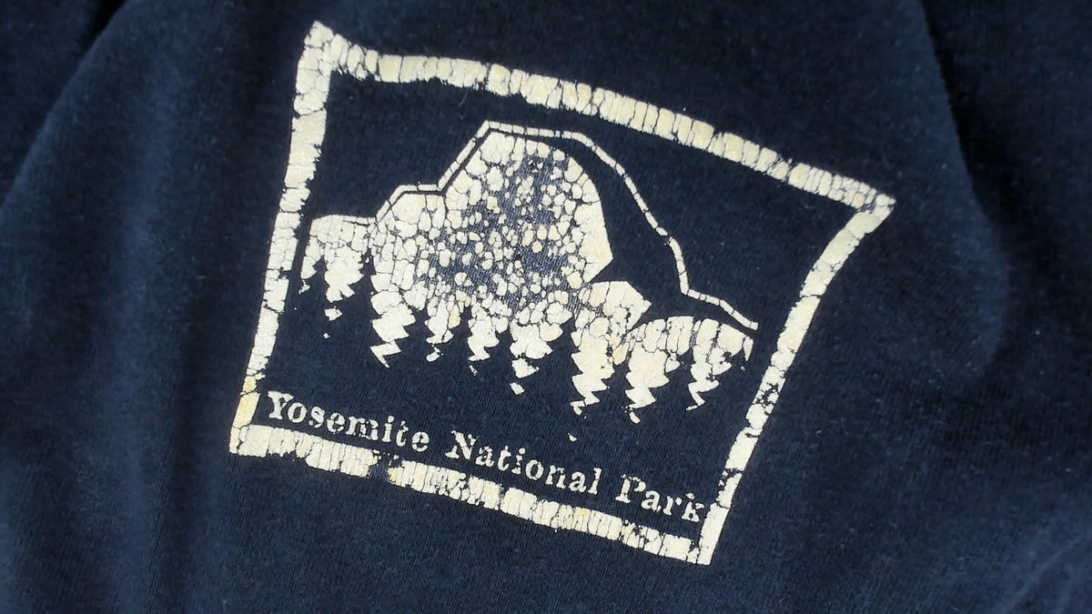 Y2K Kavio Yosemite National Park Baby Tee Navy Blue Mountain Graphic Medium M