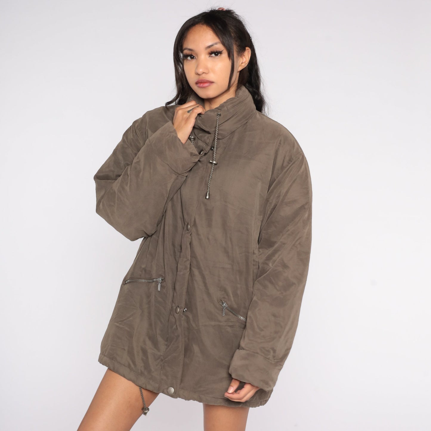 Brown Ski Jacket Y2k Eddie Bauer Nylon Down Fill Coat Puffer Winter Ja