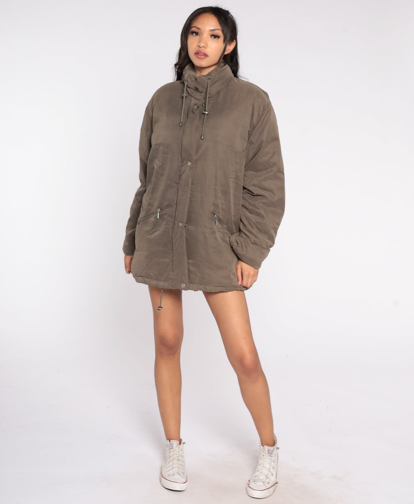 Brown Ski Jacket Y2k Eddie Bauer Nylon Down Fill Coat Puffer Winter Ja