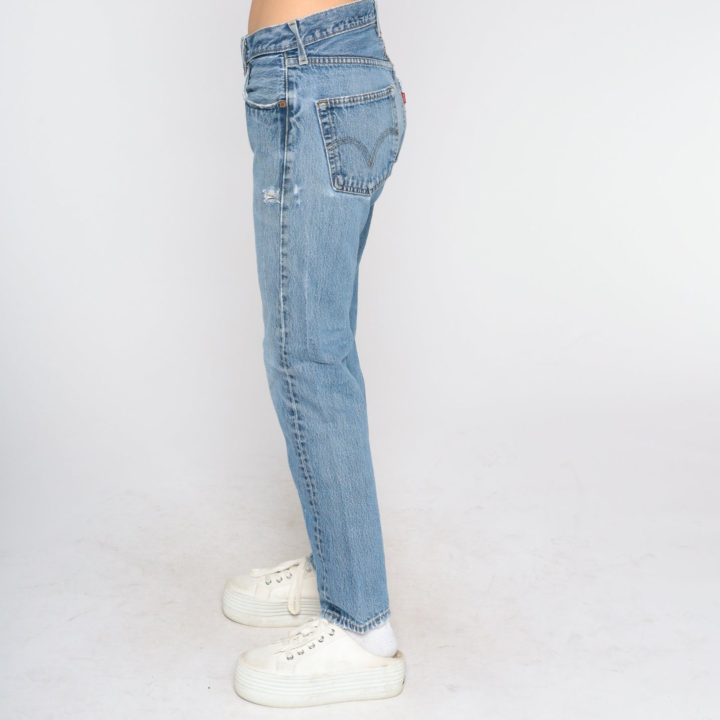 Levis 501 Jeans Y2k Ripped Jeans Mid Rise Waist Straight Leg Distressed Denim Pants Levi Strauss Relaxed Boyfriend Vintage Mom 00s Large 29