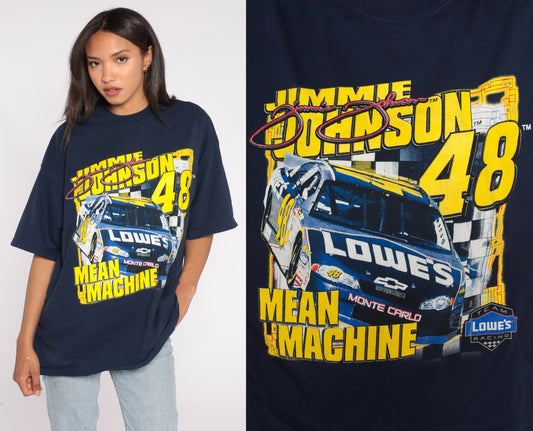 00s Jimmie Johnson Shirt Vintage 48 Monte Carlo Car Racing Shirt Race Car Tshirt Racing Tee Lowes Navy Blue Graphic Tshirt 2xl xxl 2x
