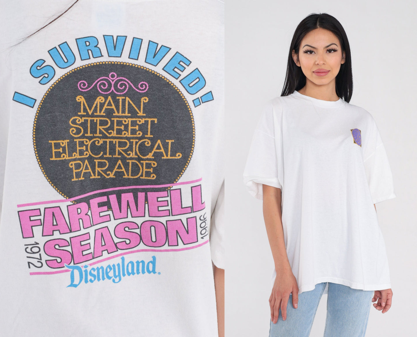 1997 Disneyland T-Shirt Main Street Electrical Parade Shirt 90s I Survived Farewell Season Disney Graphic Tee White Vintage 1990s XL